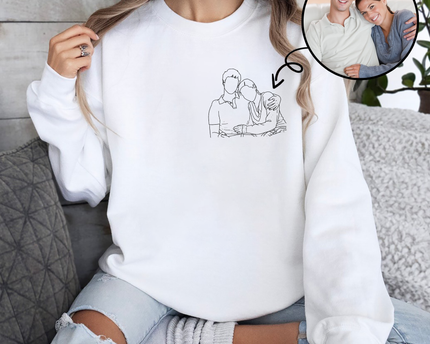 Custom Portrait Photo Drawing Style Couple Bright Shirt Gift For Valentine's Day