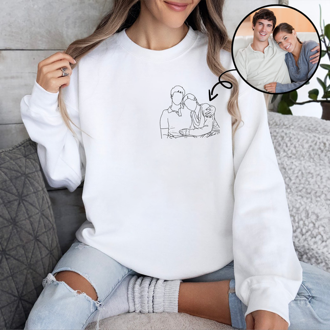 Custom Portrait Photo Drawing Style Couple Bright Shirt Gift For Valentine's Day