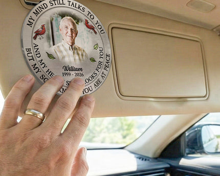 Custom Photo My Mind Still Talk To You - Personalized Car Visor Clip - Special Gift For Family Members