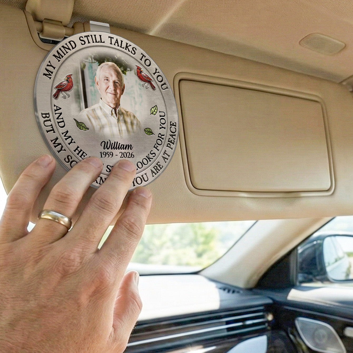 Custom Photo My Mind Still Talk To You - Personalized Car Visor Clip - Special Gift For Family Members