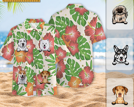 Cute Dog Theme Summer Dog Love - Personalized Customized Hawaiian shirt