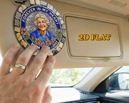 Custom Photo Forever In My Heart - Personalized Car Visor Clip - Meaningful Gift For Family Members, Grandma, Grandpa
