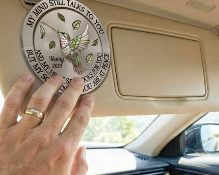 Memorial My Mind Still Talk To You - Personalized Car Visor Clip - Meaningful Gift For Family Members, Mom, Dad