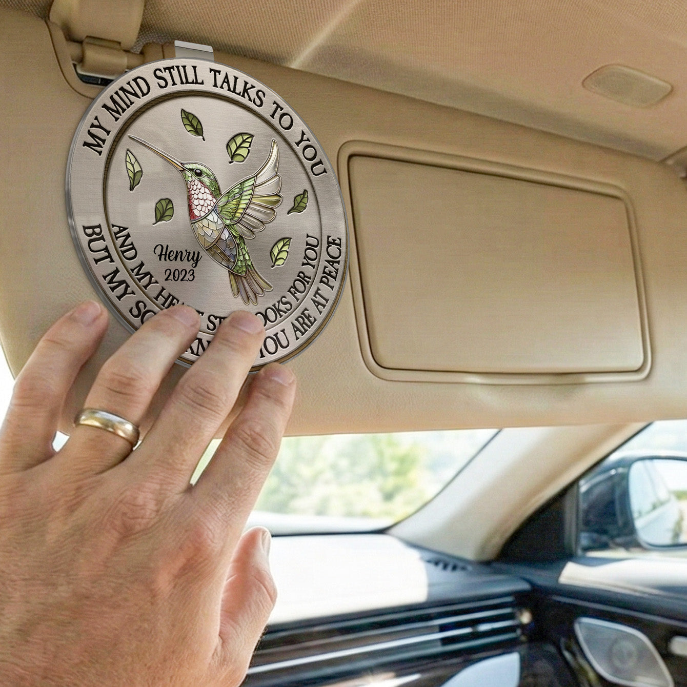 Memorial My Mind Still Talk To You - Personalized Car Visor Clip - Meaningful Gift For Family Members, Mom, Dad
