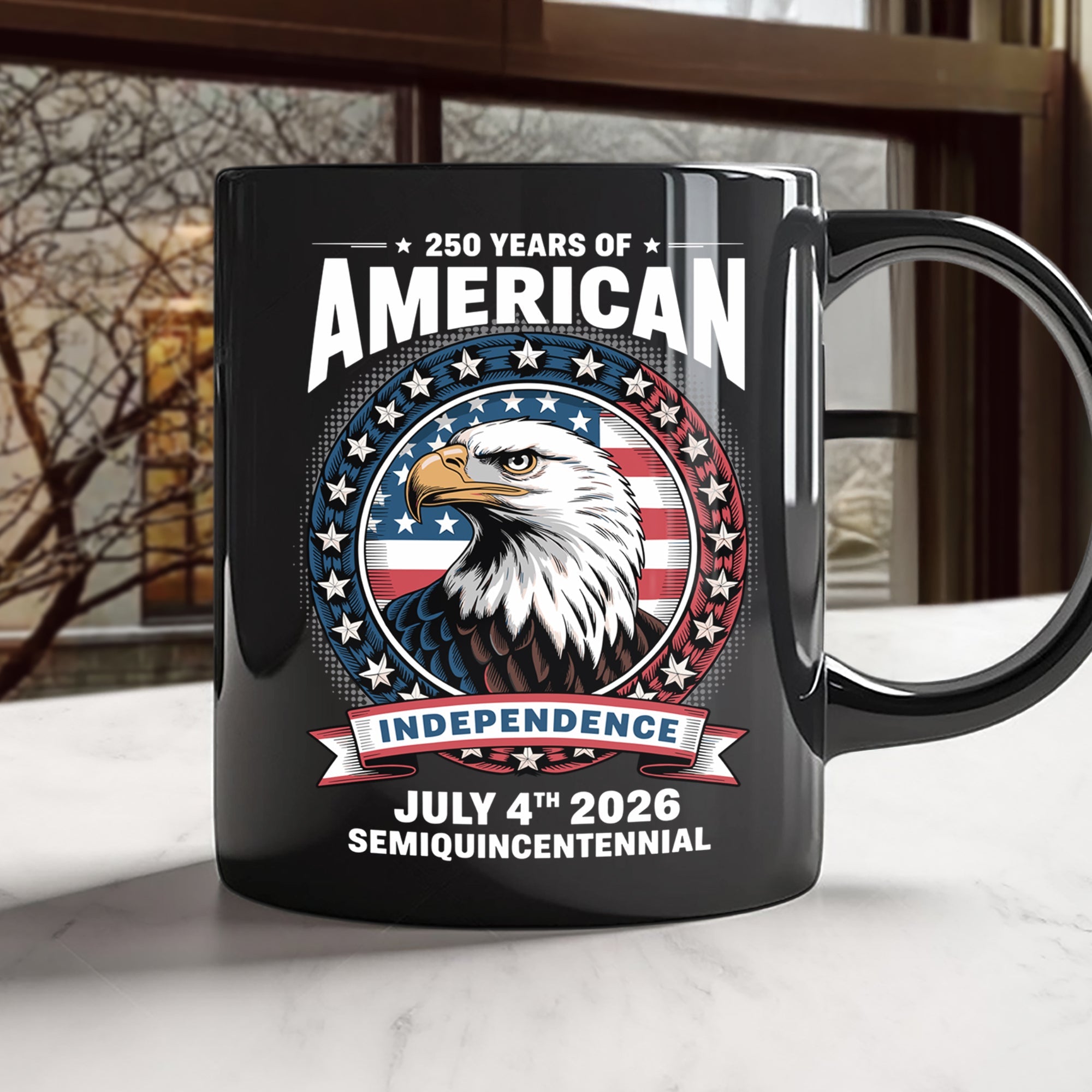 250 Years of America Anniversary Independence Day 2026 Black Mug