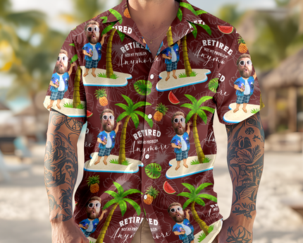 Custom Face All Over Print Hawaiian Shirt Personalized Retirement Gift for Dad