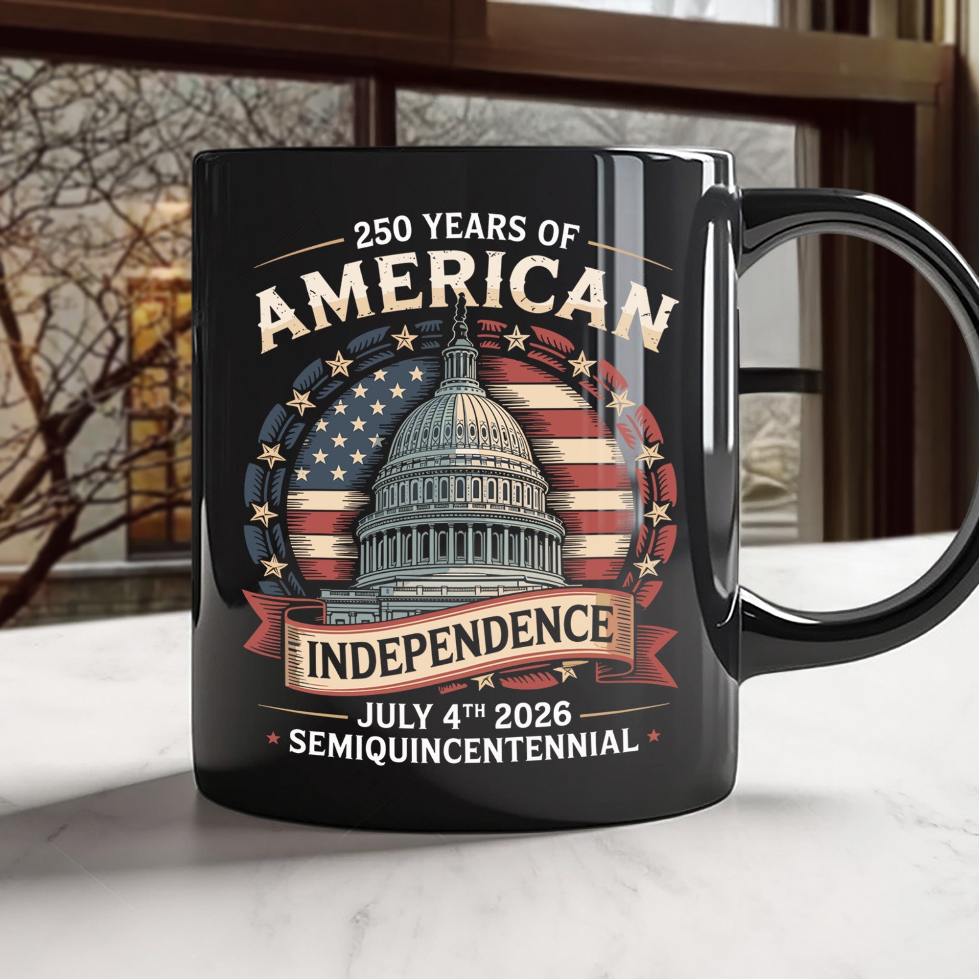 250 Years Of America Black Mug