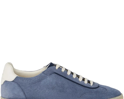 Men's Brunello Cucinelli Suede T-Toe Low-Top Frosted Blue Sneakers