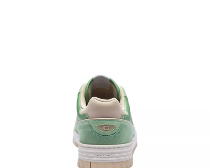 Men's COACH SoHo Leather Lace-Up Casual Green Sneakers
