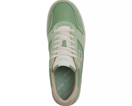 Men's COACH SoHo Leather Lace-Up Casual Green Sneakers