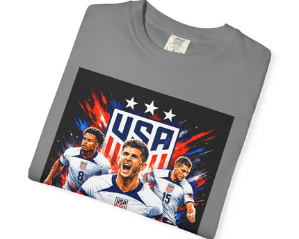 USA Soccer Players Team USA T-Shirt, 2026 World Cup Back Trophy Design, USA Flag