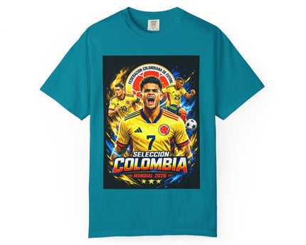 Colombia Seleccion Soccer Player Poster T-Shirt, 2026 World Cup Back Logo,Colombia Flag