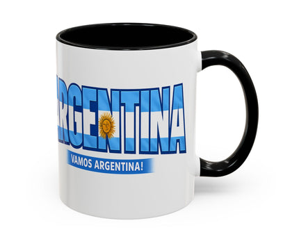 Argentina Vamos Argentina Mug , Accent Coffee Mug, Flag Text Design