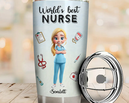 3D Effect World's Best Nurse - Personalized Tumbler