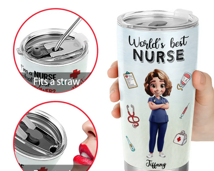 3D Effect World's Best Nurse - Personalized Tumbler