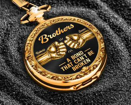 3D Metal Effect Brothers A Bond That Can't Be Broken - Personalized Pocket Watch