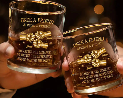 3D Metal Effect Once A Brother Always A Brother - Personalized Whiskey Glass