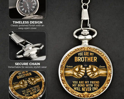 3D Metal Effect You Are My Brother My Friend - Personalized Pocket Watch