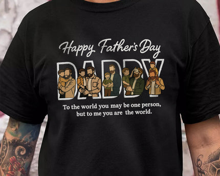 Custom Portrait Photo Happy Father's Day Dad With Kid Embroidered Shirt