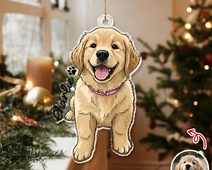 Custom Cute Dog Photo Portrait Christmas Decoration Acrylic Ornament