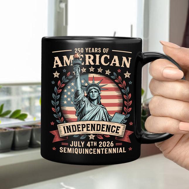 250 Year Of American Independence Black Mug