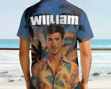 Custom Photo Sunset Tropical  - Personalized Customized Hawaiian shirt