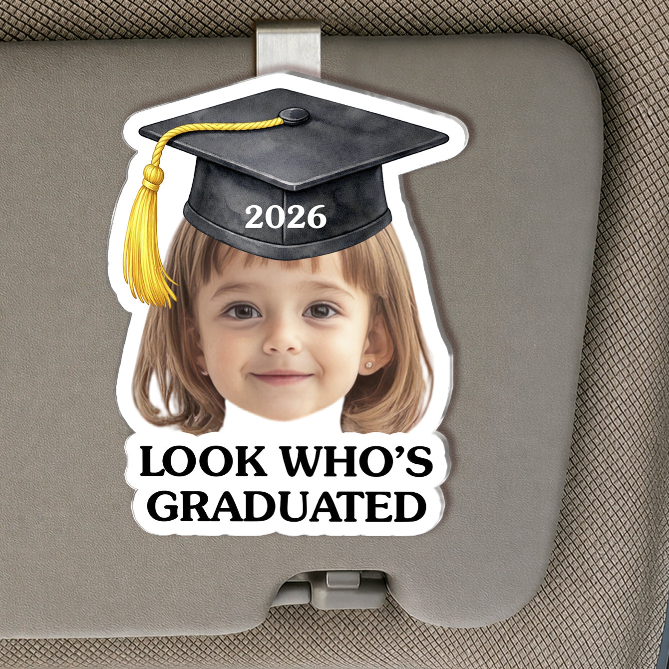 Custom Photo Look Who Graduated - Personalized Car Visor Clip - Special Gift For Family Members, Best Friends, Siblings