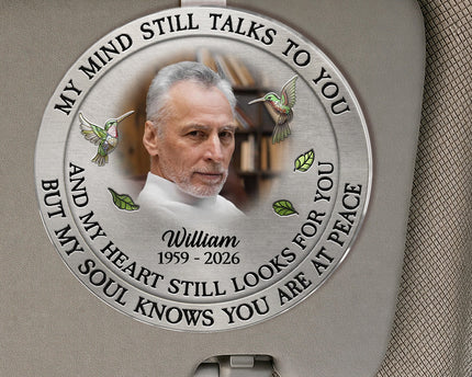 Custom Photo My Mind Still Talk To You - Personalized Car Visor Clip - Special Gift For Family Members
