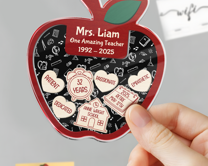 Personalized  Teacher Retirement Acrylic Apple Shaking Magnet Gift From Student