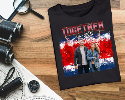 Custom Photo Personalized T Shirt - Together Since Hip Hop Retro Style - Birthday, Anniversary Gift For Couple