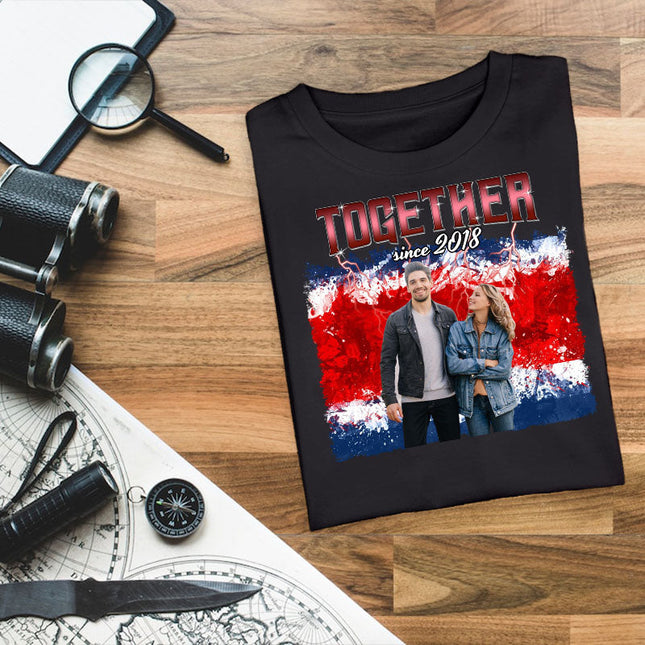 Custom Photo Personalized T Shirt - Together Since Hip Hop Retro Style - Birthday, Anniversary Gift For Couple