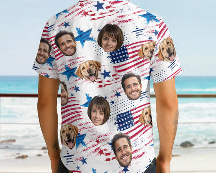 Custom Photo With Beloved Ones American Theme - Personalized Customized Hawaiian shirt