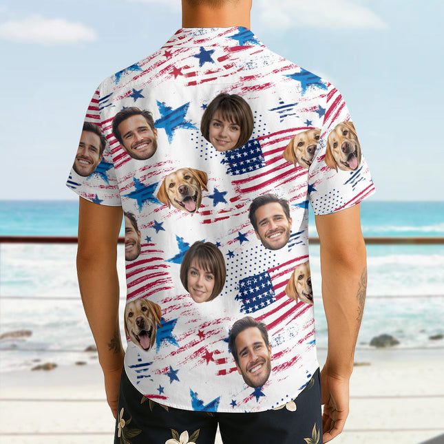 Custom Photo With Beloved Ones American Theme - Personalized Customized Hawaiian shirt
