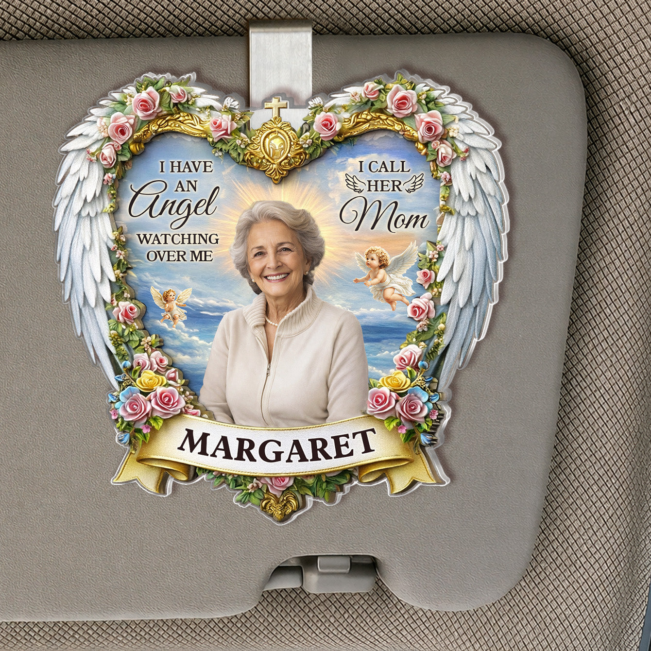 Custom Photo I Have An Angel Watching Over Me - Personalized Car Visor Clip - Meaningful Gift For Mom, Grandma