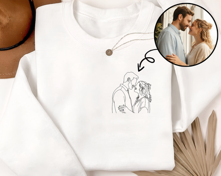 Custom Portrait Photo Drawing Style Couple Bright Shirt Gift For Valentine's Day