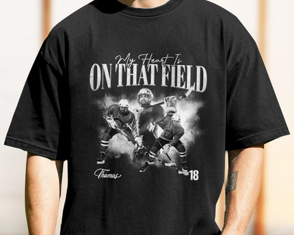 Custom Photo My Heart Is On That Field Retro Vintage Portrait Comfort Shirt