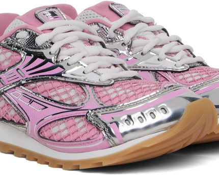 Men’s Bottega Veneta Orbit Flash Suede-Trimmed Veneta Pink Sneakers