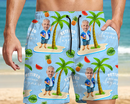Custom Face All Over Print Beach Short Personalized Retirement Gift for Dad