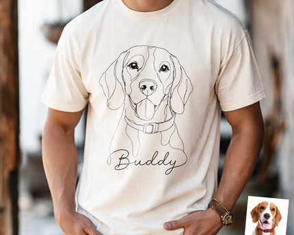 Custom Dog Cat Photo Portrait Line Art Shirt - Personalized Pet Lover Gift