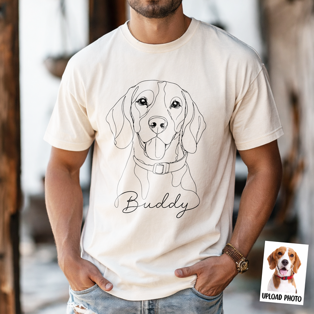 Custom Dog Cat Photo Portrait Line Art Shirt - Personalized Pet Lover Gift