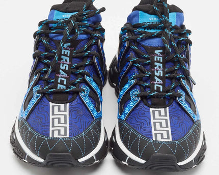 Men's Versace Men's Trigreca Lace Up Barocco Print Blue Sneakers