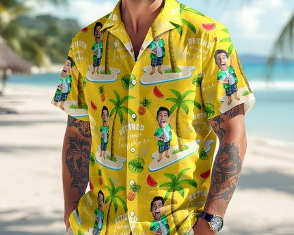 Custom Face All Over Print Hawaiian Shirt Personalized Retirement Gift for Dad
