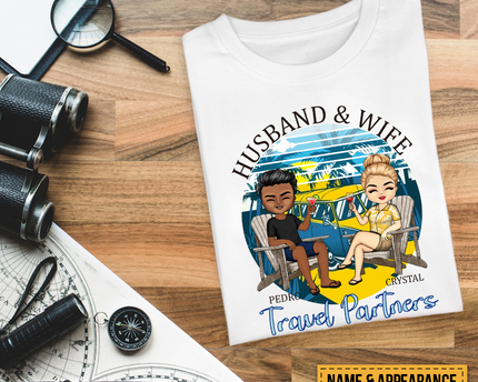 Husband And Wife Travel Partners For Life - Beach Couple T-shirt - Gift For Couples