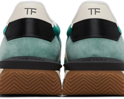 Men's Tom Ford James Mixed Media Low Top Green Sneakers