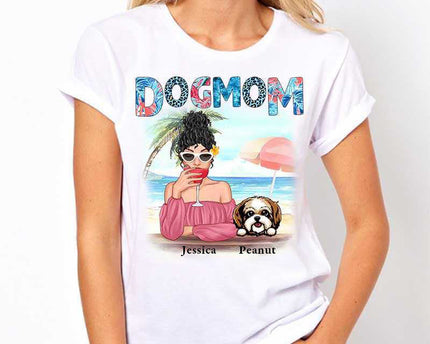 Dog Mom Summer Patterned Personalized Shirt