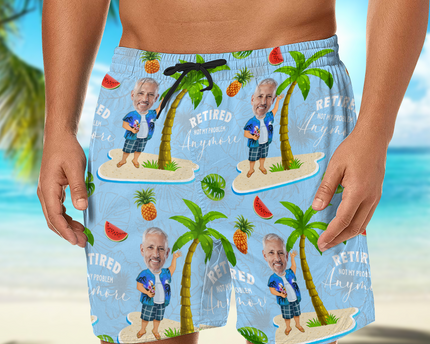 Custom Face All Over Print Beach Short Personalized Retirement Gift for Dad