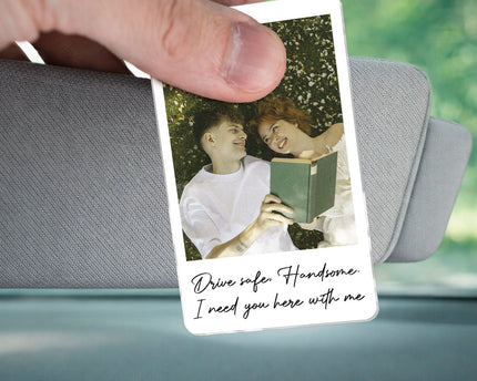 Custom Photo Drive Safe I Love You - Personalized Car Visor Clip - Special Gift For Couple, Boyfriend, Girlfriend