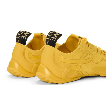Men's Grip Sneaker In Calfskin Suede Yellow Sunshine Sneakers