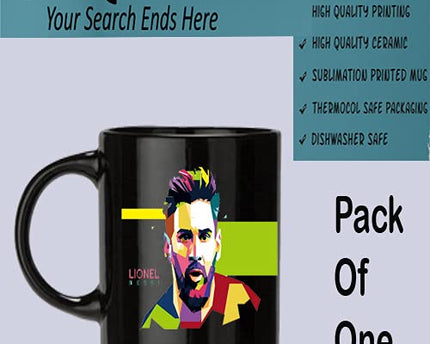 Gen7 Messi Caricature l Barcelona Full Black Printed Coffee Mug