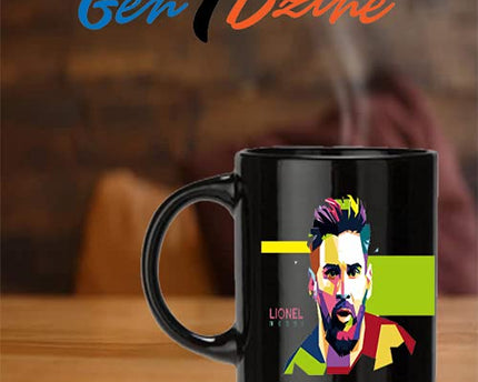 Gen7 Messi Caricature l Barcelona Full Black Printed Coffee Mug
